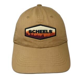 Scheels Snapback Hat Brown Black OS Adjustable Embroidered Sunset Patch